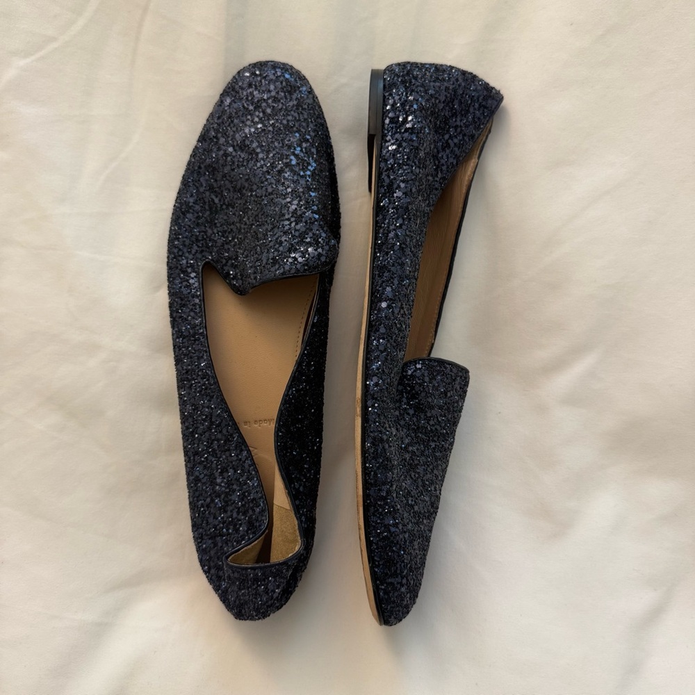 J. Crew Navy Sparkle Flats